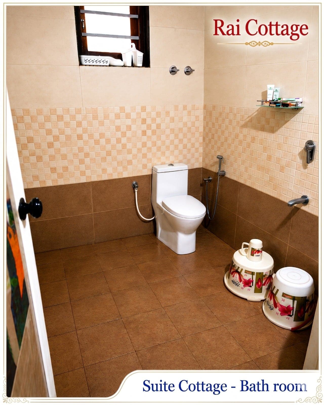 Bathroom with hot water in a cottage at Rai Cottage