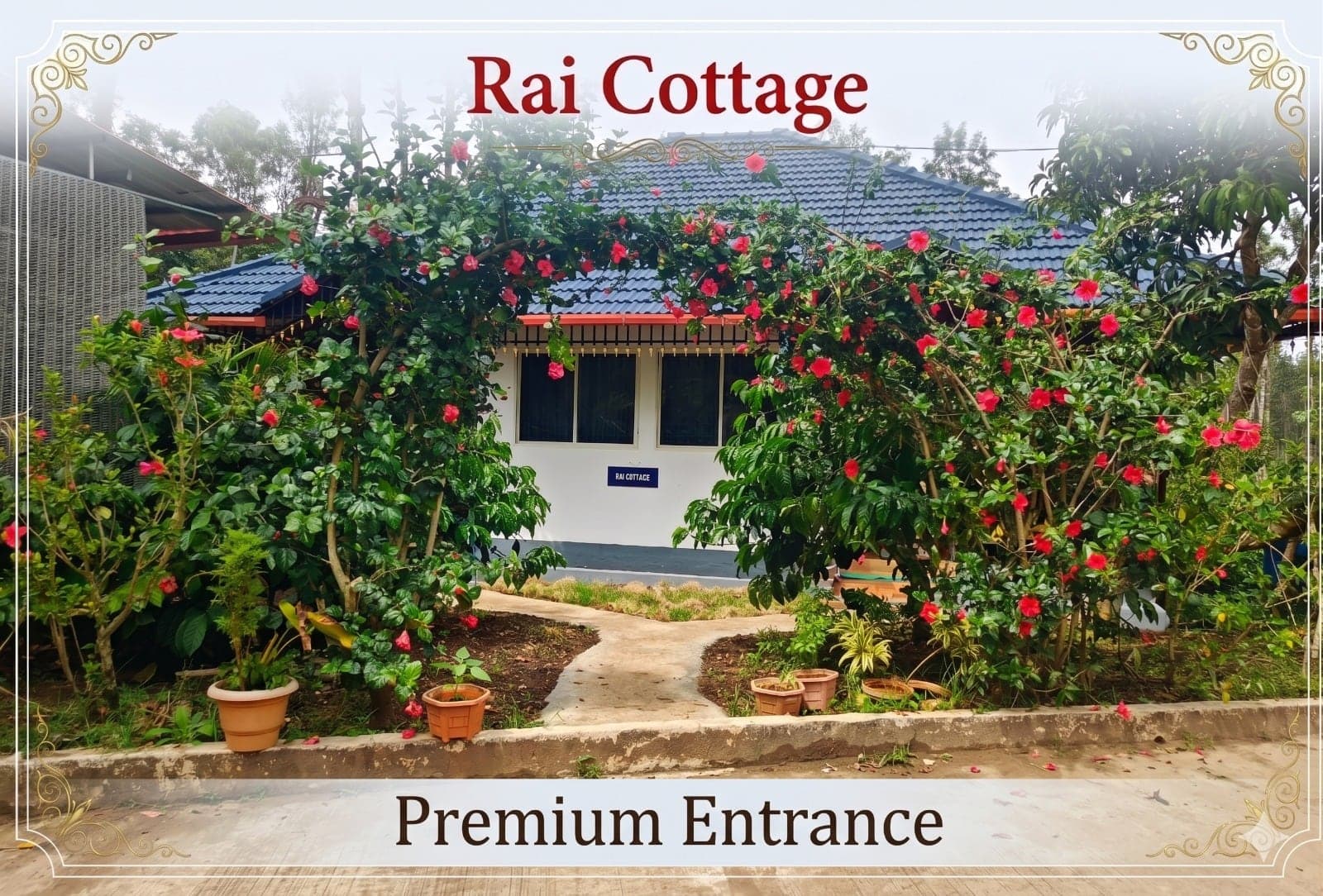 Premium Cottage seen from the path through the Rai Cottage estate